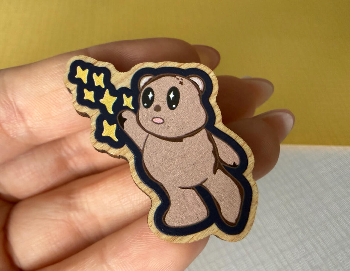 Beary Whimsy Wooden Pin
