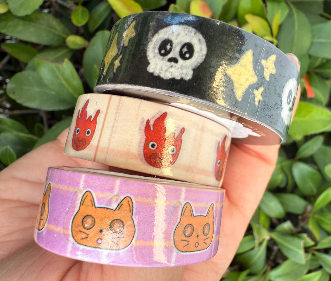Cute Skull, Calcifer & Orange Cat Washi Tape